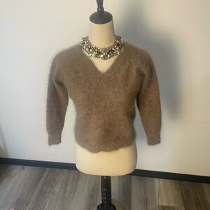 Brown V-Neck Women's Sweater